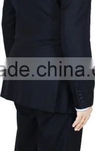 NAAMS MEN'S WOOL 2 BUTTON 2 VENT SLIM FIT SUIT JACKET FLAT FRONT PANT NAVY HERRINGBONE thumbnail-2