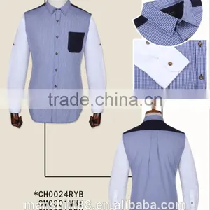 New Checked Cotton Men Shirt With Contrast Pocket and Sleeves thumbnail-2
