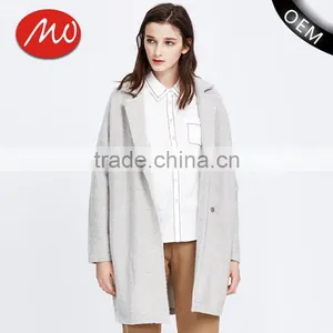2018 Latest Fashion Lapel Collar Button Down Woolen Cardigan for Woman thumbnail-1