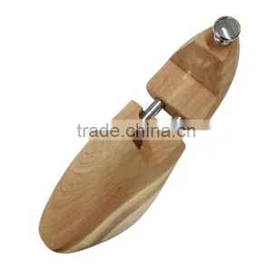 Irregular Shape Double Tube Shoe Tree Type Wooden Shoe Stretcher With Silver Metal Cap and Tube thumbnail-1