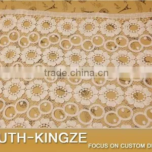 High Quality Clothing Materials Textiles Wide Lace Trim Fabric White Milk Silk 30cm Wide Lace Trim thumbnail-3