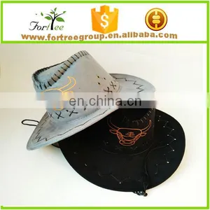 High Quality Wide Brim Leather Cowboy Hats Blanks for Men thumbnail-3