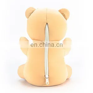 2017 Car Travel Rest Soft Memory Foam Neck Pillow for Kids Fashion Switch Cute Custom 2 in 1 Plush Teddy Bear U Pillow thumbnail-5