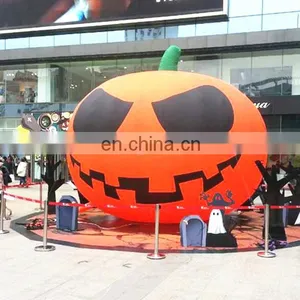 Halloween Outdoor Decorated With Giant Inflatable Pumpkin, Inflatable Pumpkin Balloon thumbnail-1