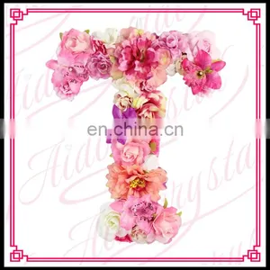 Aidocrystal Hot Sale Artificial Colorful Rose Silk Flower Letter T for Indoor Decoration thumbnail-2