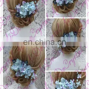 Aidocrystal Classic Blue Flower Hair Pins With Crystal Hair Accessories,floral Tiaras,princess Hair Clip thumbnail-2