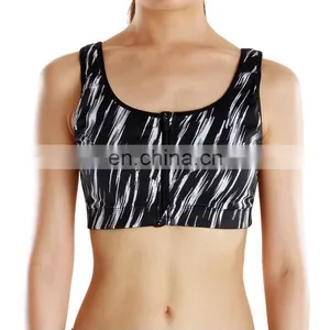 Moisture Wicking Soft Yoga Wear Print Cotton Sports Bra With Band#S150026 thumbnail-6