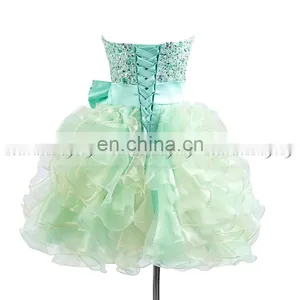 2016 Lovely Sweetheart Bowknot Ball Gown Sequins Beaded Organza Cascading Ruffles Homecoming Dresses thumbnail-3