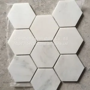 Oriental White Hexagon Marble Mosaic Floor Tiles Backsplash Mosaic thumbnail-1