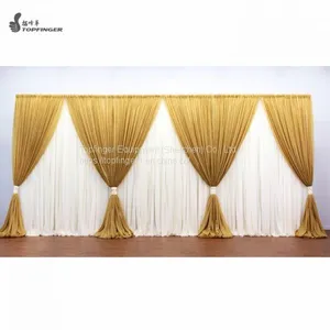 Cheap Mandap Portable Round Chuppah Wedding Curtain Chiffon Drape Stage Decoration Telescopic Pole Wedding Square Backdrop thumbnail-1