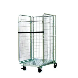 Roll Box Pallet Cage Trolley Warehouse Logistics Car Mute Wheel PU Material Folding Package Warehouse Heavy Duty Metal Wire Mesh Trolley Demountable Roll Containers Rolling Wire Carts Steel Pallet thumbnail-3