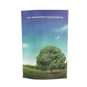 Wholesale 100% Full Biodegradable Degradable Plastic Bag Sustainable Seed Food Doypack Packaging With Tear Notch thumbnail-4