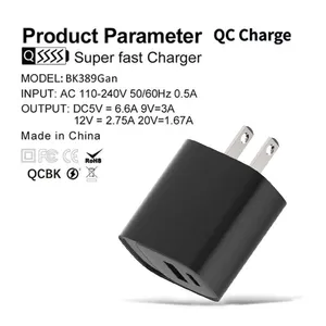 1a1c Output Us Plug 20W Fast Power Adapter 5V 3A, 9V 2.22A USB Transformer 12V 1.67A Type C Mobile Phone PD Charger thumbnail-2