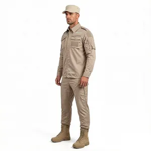 Workwear Uniform Twill Shirt Cargo Pants Ribstop Weaving TC Material Unisex Men thumbnail-2