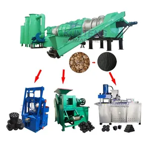 Full Set Coconut Husk Coffee Grounds Charcoal Making Equipment Cube Stick Charcoal Briquette Machine EPC thumbnail-1