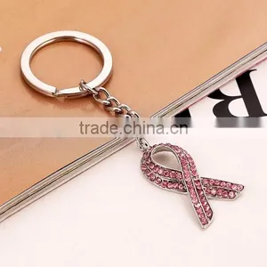 Preventing Breast Cancer Symbol Key Chain Rhinestone Bowtie Hope Key Chain thumbnail-3