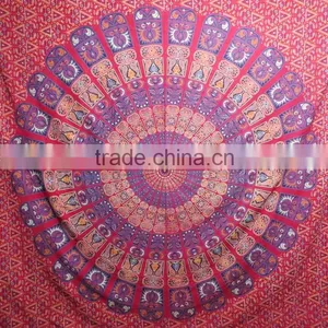 Block Printed Queen Vintage Mandala Gypsy Bohemian Bedcover Hanging Beach Throw thumbnail-3