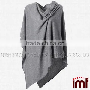 Pure Cashmere Asymmetrical Poncho Wrap thumbnail-1