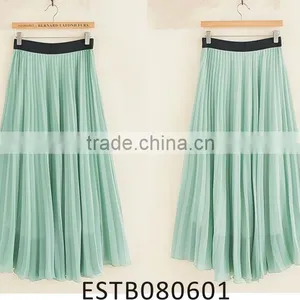Ladies Chiffon Flowing Soft Green Ruffle Skirt thumbnail-1
