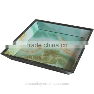 Oceanic Style Glass & Wood Decorative Tray With Multifunctional Uses for Home/ Fruit/wedding thumbnail-6