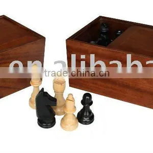 Wooden Walnut Chess Box thumbnail-1