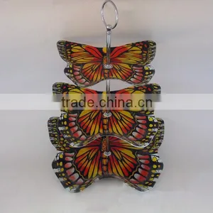 HOT SALE!butterfly Shape Tiers Glass Serving Plate With Decal thumbnail-1