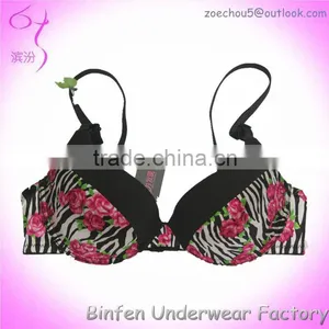 Adult Women Satin Rose Print Sex Underweasr Bra Pictures thumbnail-1