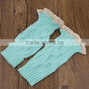 Lovely Leaves Mint Color Boot Socks Hollow Diamond Acrylic Knit Lace Boots Socks thumbnail-1