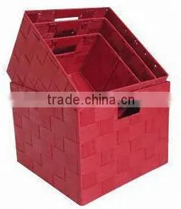 Plastic Woven Straps Baskets, Set of 4 thumbnail-3