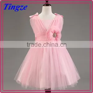 Wholesale High Quality Girls Lace Applique Princess Frocks Pink Chiffon Maxi Dresses TR-WS36 thumbnail-1