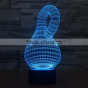 Calabash Shape 3d Optical Illusion Acrylic Led Night Light Lamp Touch Control + Battery Operated Christmas Led Lights thumbnail-3