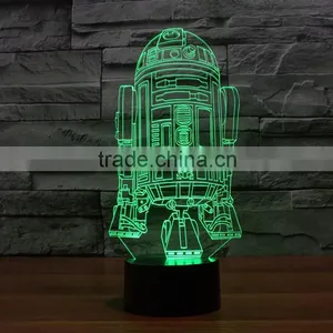 Usb + Battery Operated Acrylic Night Light Lamp Led 3d Color Change Warship Shape Light for Children Kids Baby Led Lamp thumbnail-1