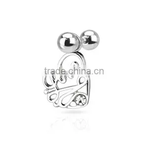 Love Heart Dangle Tragus Cartilage Ear Stud thumbnail-1