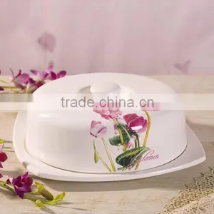 Manufacturer Type Ceramic Butter Dish With Flower Decal Cover thumbnail-1