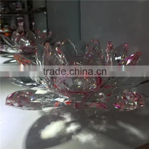 Beautiful Artificial Lotus Flower Crystal Glass Ornaments thumbnail-5