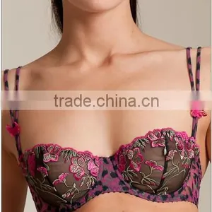 High Quality Fancy Ladies Underwear Unpadded Embroidery Lace Bra thumbnail-1