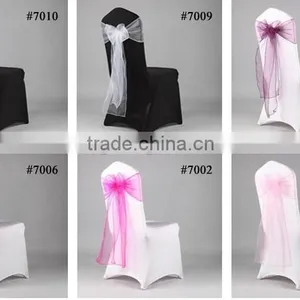 100% Polyester Colorful Wedding Used Customized Sized Organza Chair Sash thumbnail-3