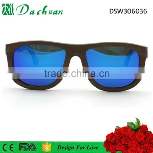 2016 Good Sale High Quality 100% Natural Wood Skateboard Wood Sunglasses With Blue Mirror Coating thumbnail-2