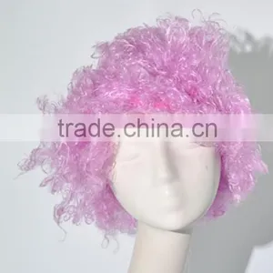 Crazy Explosion Pink Afro Curls Wigs Football Fans Wig N347 thumbnail-1