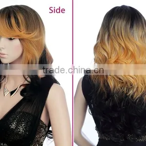 Top Quality Cheap Kinky Curly Synthetic Short Wig Ombre Lolita Lace Front Ombre Wig thumbnail-3