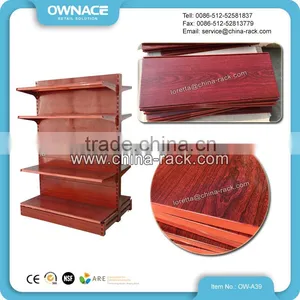 Wooden Grain Printed Supermarket Stainless Steel Grocery Shelf thumbnail-1