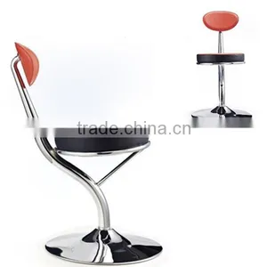 New Red & Black Fashion PU Leather Upholstery Swivel Bar Stools With Backrest thumbnail-4