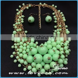 Green Beads Stones Luxury Bohemian Bib Collar Exaggerate Beaded Charms Necklace thumbnail-2