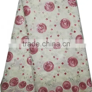 African Organza Lace With Sequins Embroidery CL8141-5rose thumbnail-1