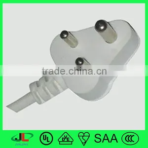 6A 250V India 3 Pin Power Plug With India Electric Wire Cable for Sale thumbnail-1