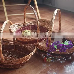 Set 3 Willow Stock Basket; Wicker Flower/fruit Basket thumbnail-1
