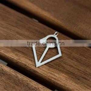 Classic Hollow Silver Pendant Stainless Steel Mens Polished Small Charm Jewelry thumbnail-3