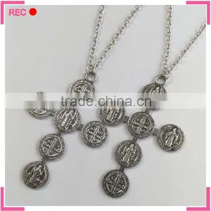 Metal Engraved Necklace With Cross Pendant, Antique Copper Necklace thumbnail-3