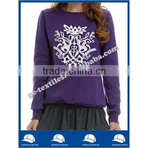 Girls' Leisure Purple Fleece Sweater With White Logo Printed thumbnail-1
