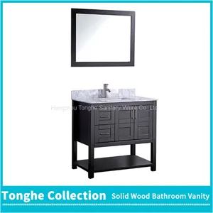 Contemporary Espresso Bathroom Vanity Nature Marble Top thumbnail-3